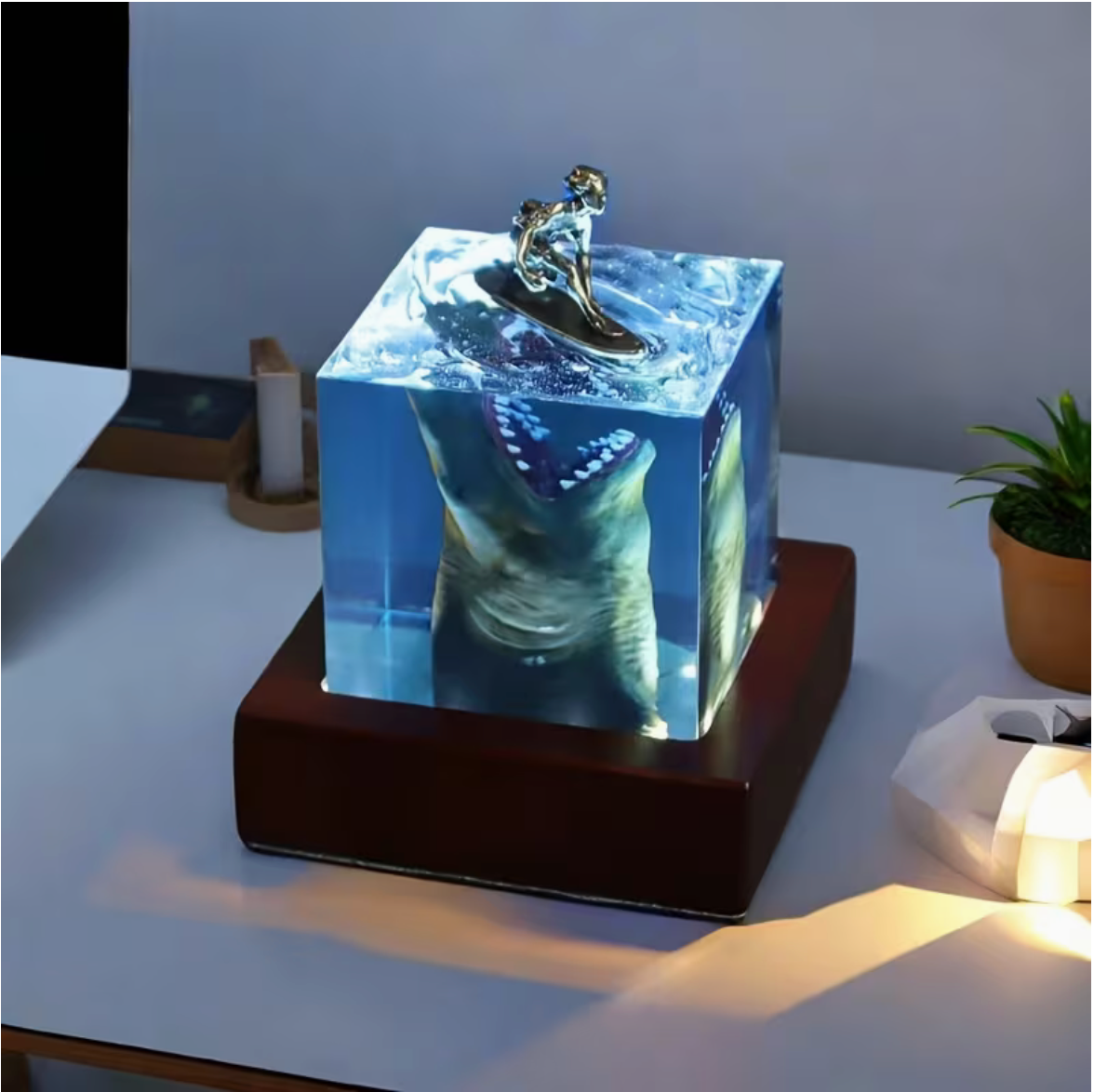 Shark Surfing Resin Lamp VIP